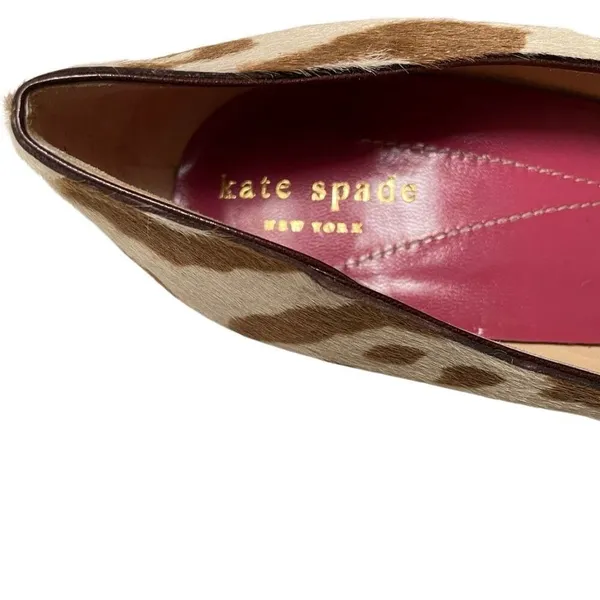 Kate Spade NY Cow Print Block‎ Heel Pump Women’s 9 Calf Hair Italy Tan Brown - Image 5