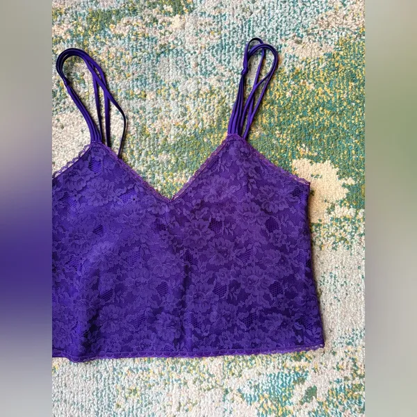 Vintage 80s Victoria’s Secret gold label lace satin cropped cami, size medium - Image 8
