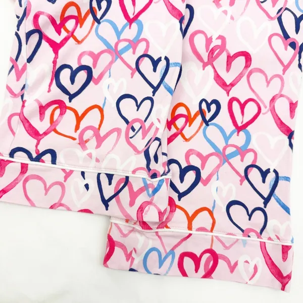 BedHead Pajamas Hearts Organic Cotton Two (2) Piece Pajama PJ Set Pink - Image 6