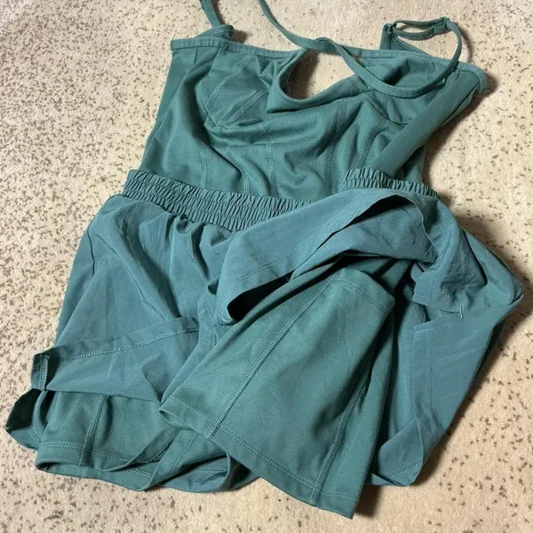 Victoria's Secret Pink Ultimate Runsie‎ Green one-piece Romper Yoga Size M - Image 6