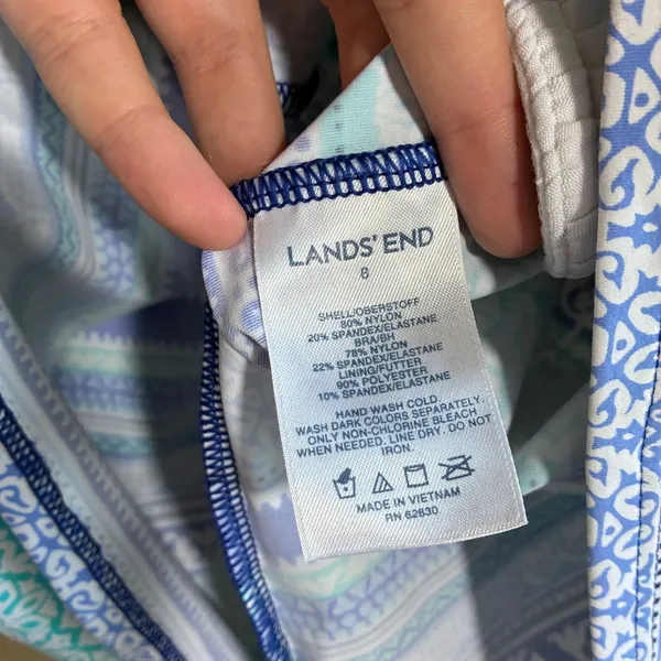 Lands' End Medallion Print Tankini Swim Top 8 Blue Women Adjustable Straps - Image 3