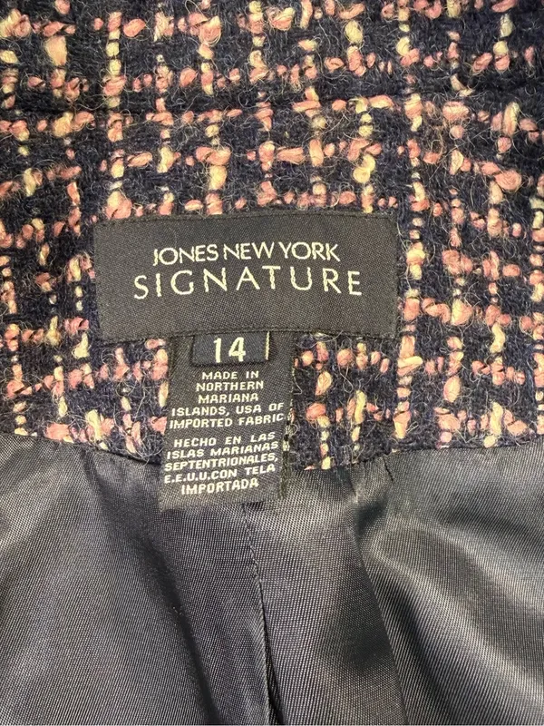 Jones New York Cotton Wool Blend Black Purple & White Tweed-Style Blazer - Image 6