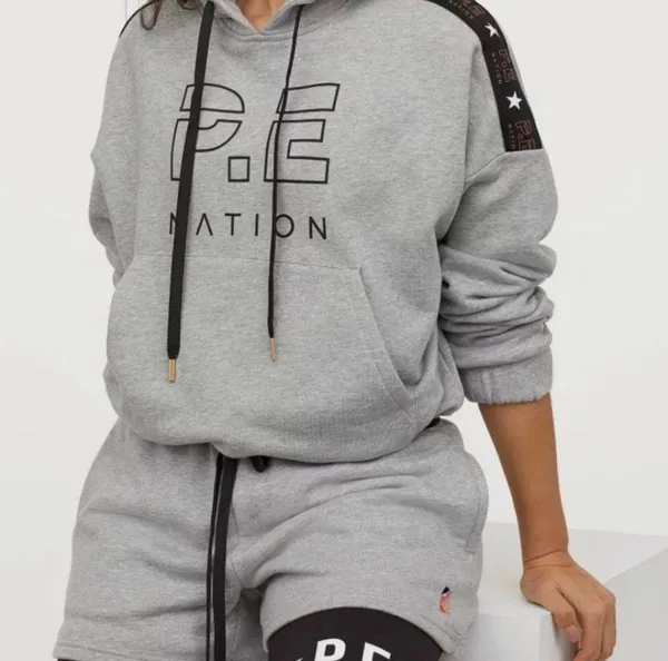 P.E. Nation X H&M grey cotton high rise shorts size S small - Image 2