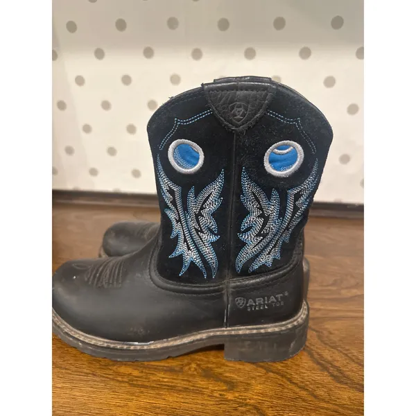 Ariat Fatbaby Heritage Dapper Steel Toe Western Work Boots Black Blue Womens 8B - Image 4