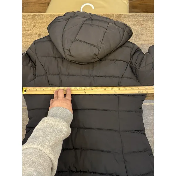 Guess Women's Faux‎ Fur Lined Hooded Puffer Coat Size XS Black - Image 9