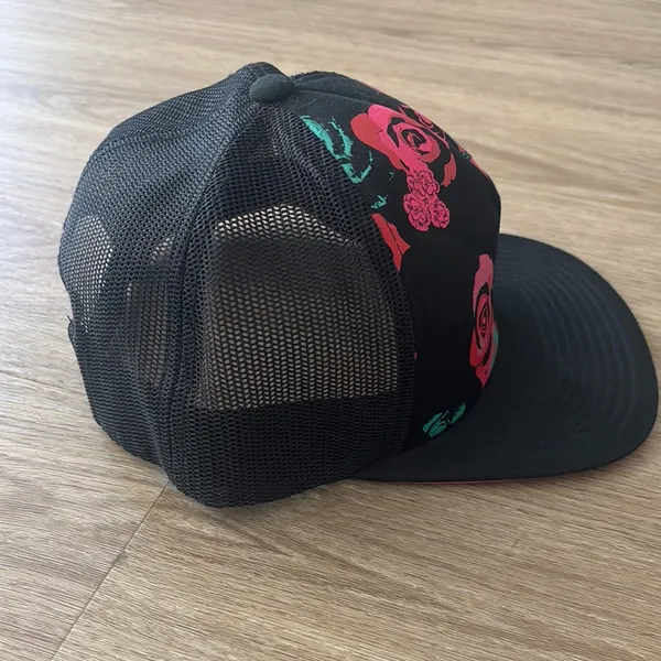 Volcom Black and Pink Floral Women's Cap - Image 4