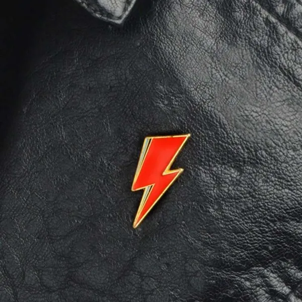 NWT Bright Red Lightning Bolt Enamel Lapel Pin Brooch, Fun Gift Idea! - Image 2