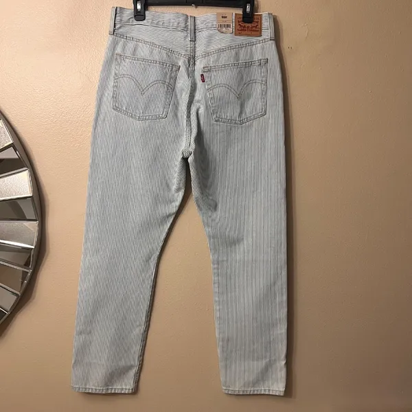 Levi's 501 Original Fit Women Size 31X30 Striped Denim Button Fly Straight Leg - Image 5
