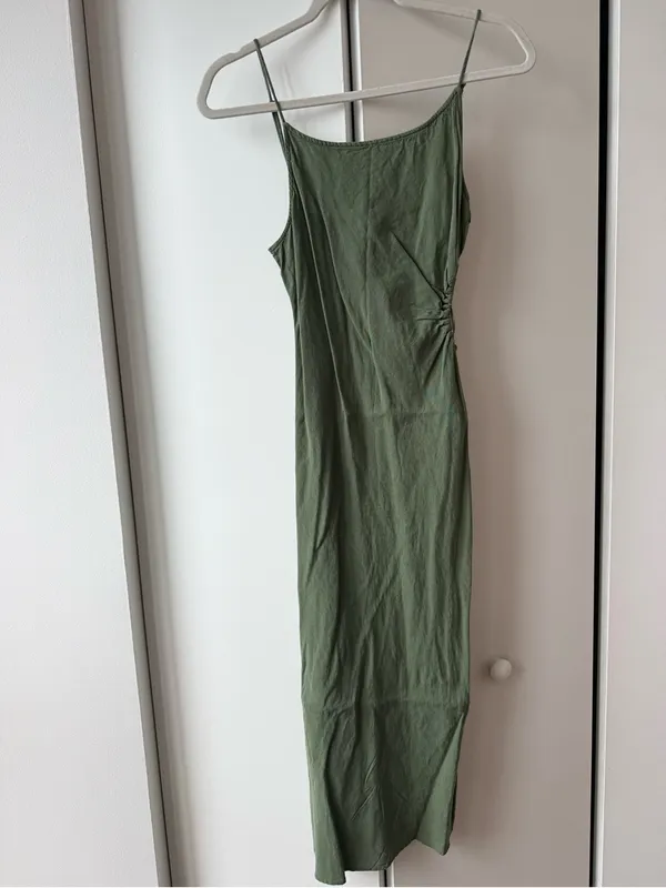 Zara Olive Cutout Halter Maxi Dress - Image 4