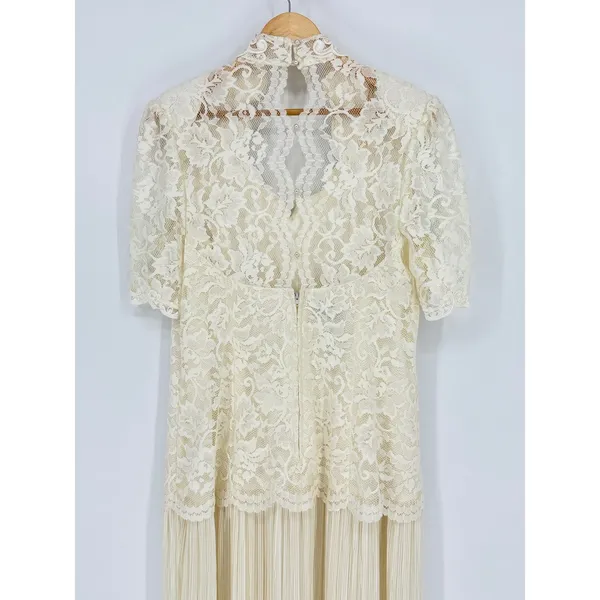 Vintage‎ Scott McClintock Ivory Cream Lace Pleated Dress Evening Gown Size 14 - Image 11