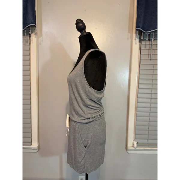 Aerie Gray Knit Romper Twist Back Drawstring Waist Lounge Size XS - Image 2