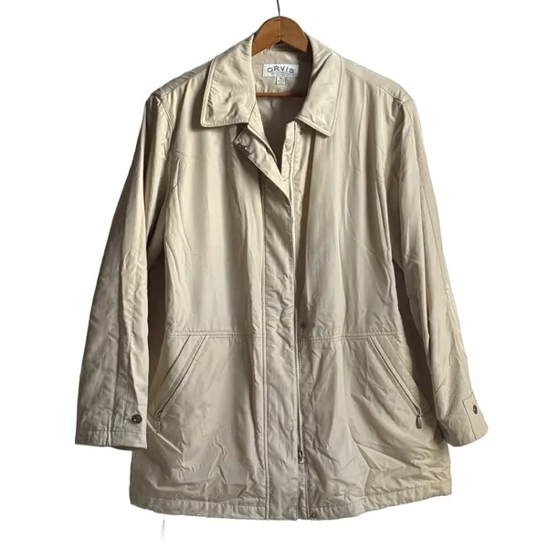 Orvis Dotti Mat Tan Beige Full Zip Utility Jacket Coat XL Fall Cottage Cabin - Image 2