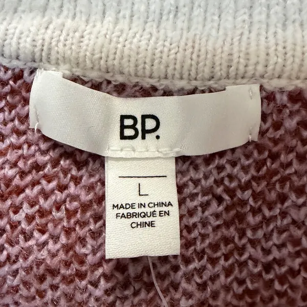 BP Nordstrom Be Proud Pink Distorted Rugby Stripe Sweater Brown Polo Large NEW - Image 4