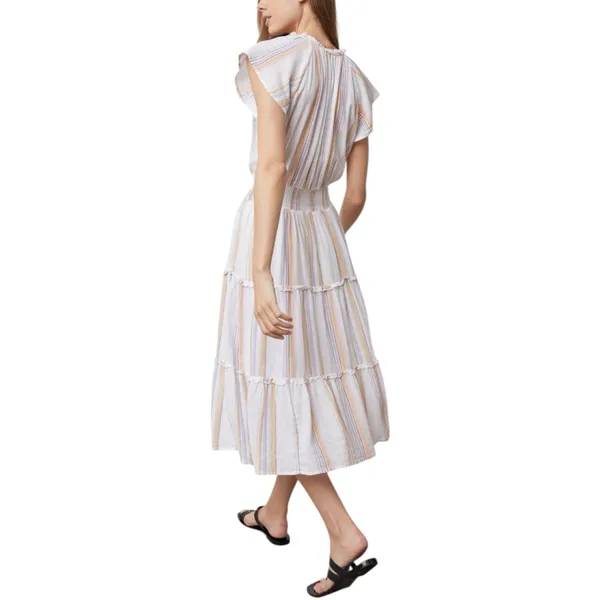 Rails Linen Amellia Dress Merida Stripe Linen Blend‎ Tiered Midi Boho Small $228 - Image 3