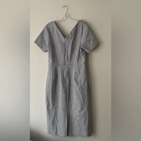 Banana Republic Black And White Gingham Plaid Dress Size 12 - Image 4