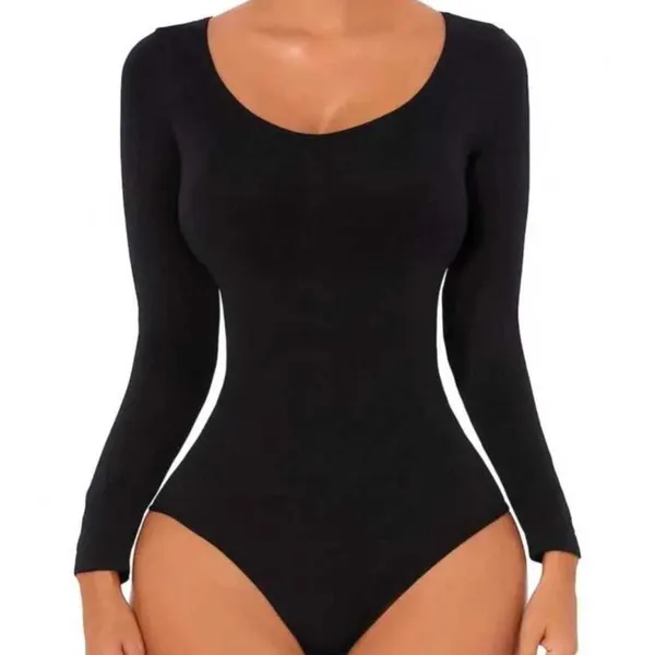 New Women's Black Long Sleeve shapewear Bodysuit xxl - Image 2