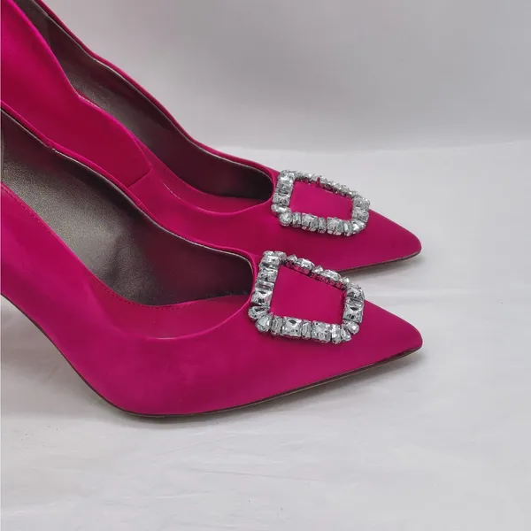 Sam Edelman Womens Pumps Sz 7.5 Pink Satin Rhinestone Heels Formal Wedding Party - Image 3
