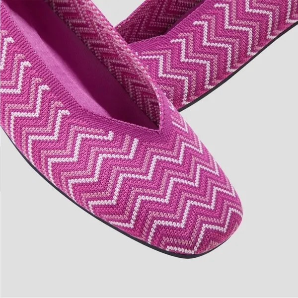 VIVAIA Square Toe V-Cut‎ Flats Margot 2.0 Orchid Multi Chevron Size 38.5 US 7.5 - Image 2