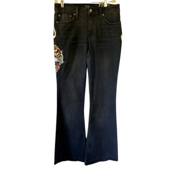 Ed Hardy Slim Flare Tiger Embroidered Jeans Women's Size 28 Y2K - Image 3