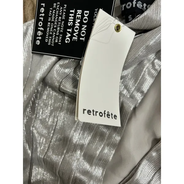 Retrofête Cassie‎ Lamé One-Shoulder Bodysuit Gunmetal Size S - Image 6