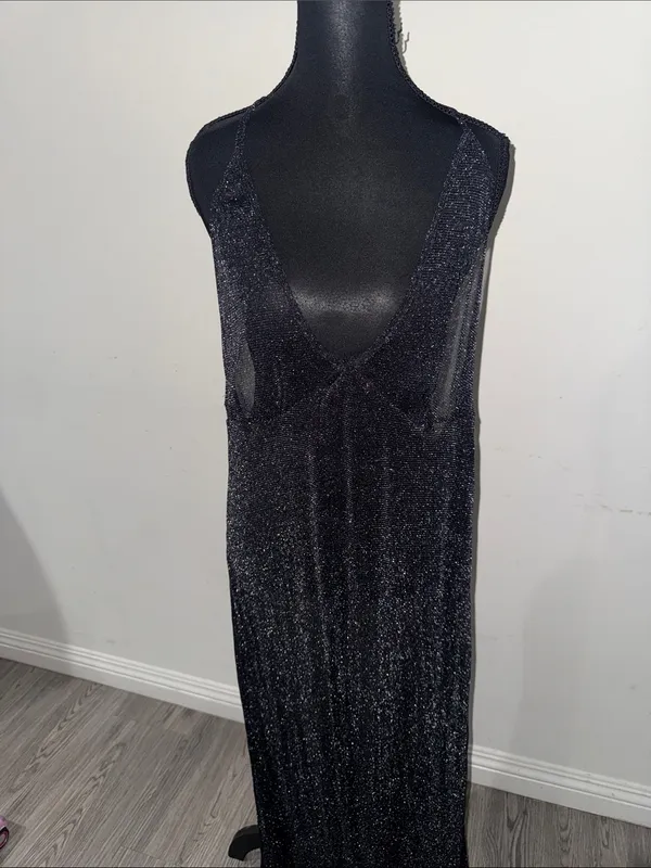 Daisy Black Sheer Sparkle Swim Coverup Maxi - Image 2