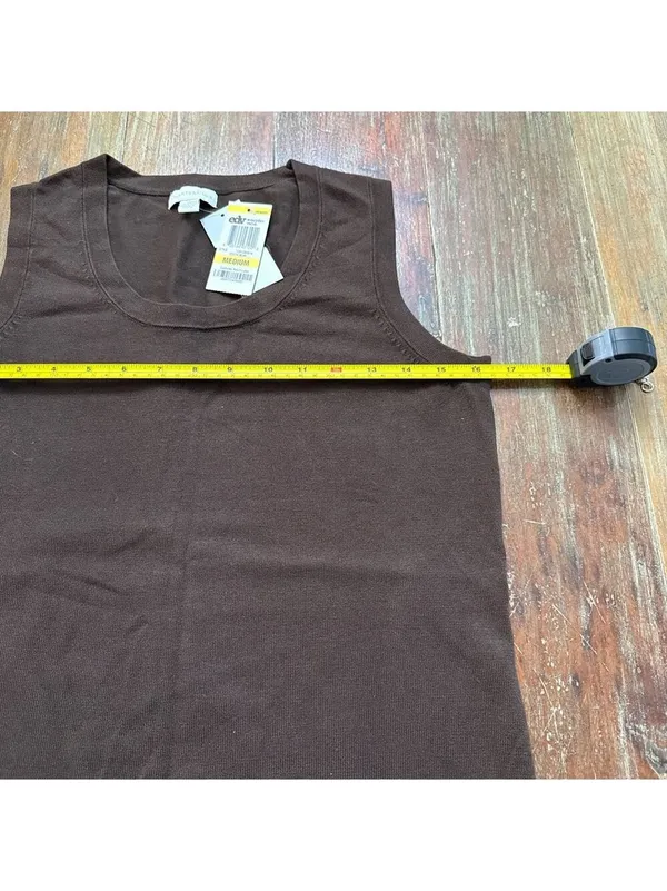 Charter Club NWT Cocoa Bean Brown Knit Shell Tank Top - Size Medium Minimalist - Image 7