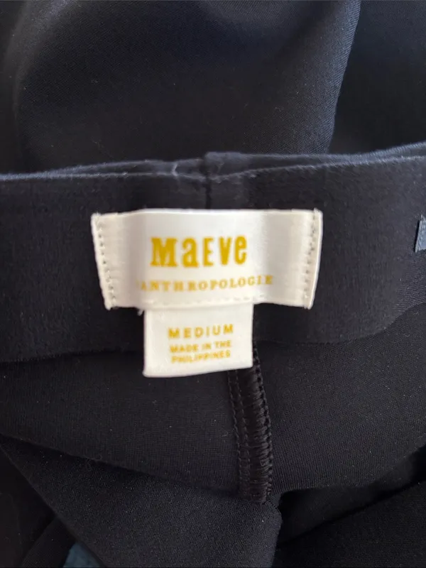 The Margot Kick-Flare Cropped Pants by Maeve Sz M Black Stretch Knit - Image 8
