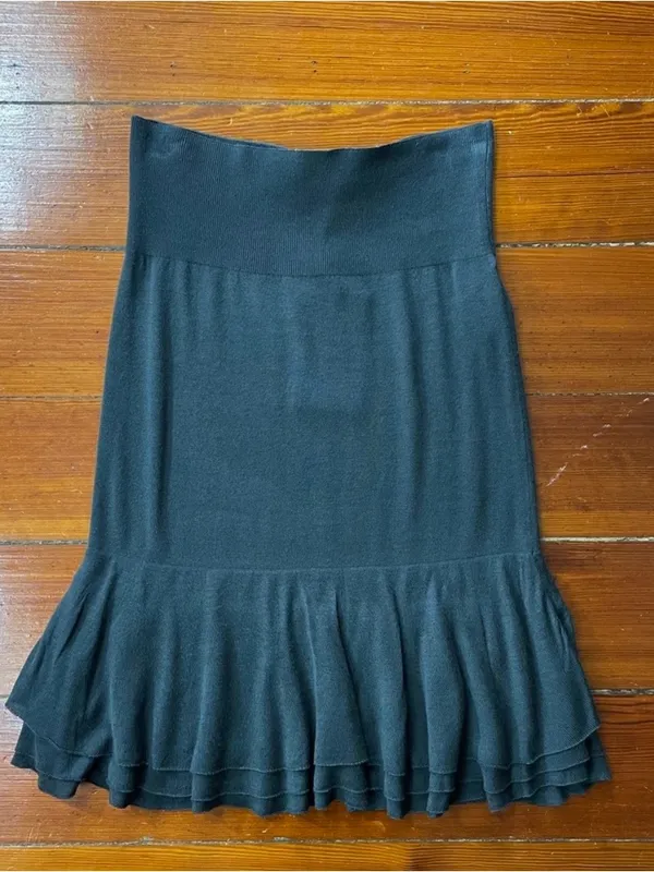 NWT Kookai Paris Jupe Poivre Gray Knit Flounce Mini Skirt Sz 1 (US 2/4)💛🎀 - Image 3