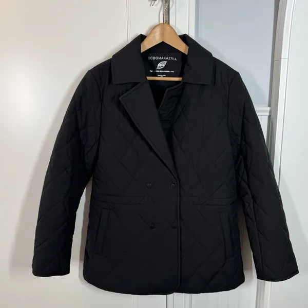 BCBGMAXAZRIA Women's‎ Quilted Water Resistant Blazer Black Size Medium normcore - Image 8