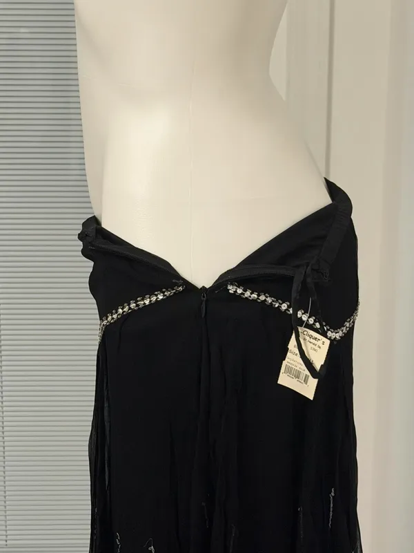 Vintage Black Chiffon Beaded & Sequins Skirt - Image 5