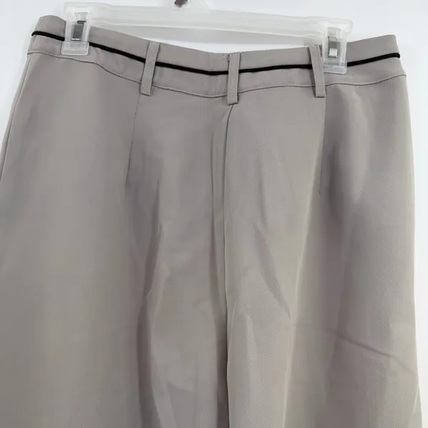 White Fox Its A Given Pants M NWT Gray Mid Rise Wide Leg Pleated Trousers - Image 4