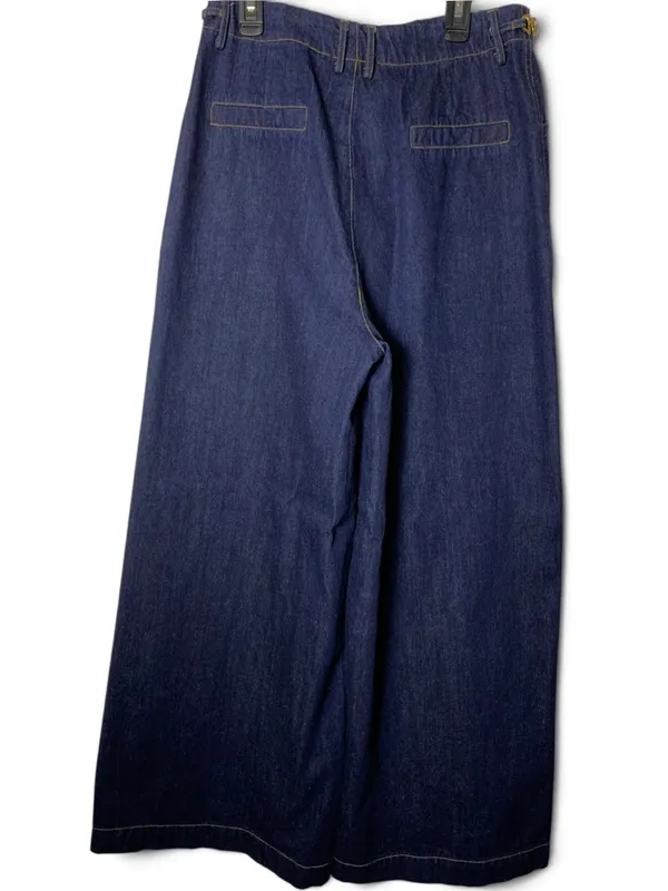 Free Market Wide Leg Jeans Womens M Dark Wash High Rise Gold Chain Denim - Image 11