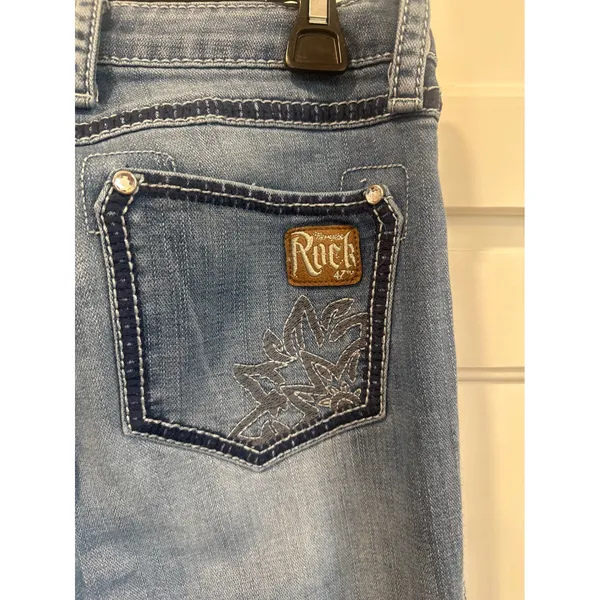 Western rock Wrangler Blue Low Rise Bootcut Jeans casual 26x32 cowgirl - Image 7