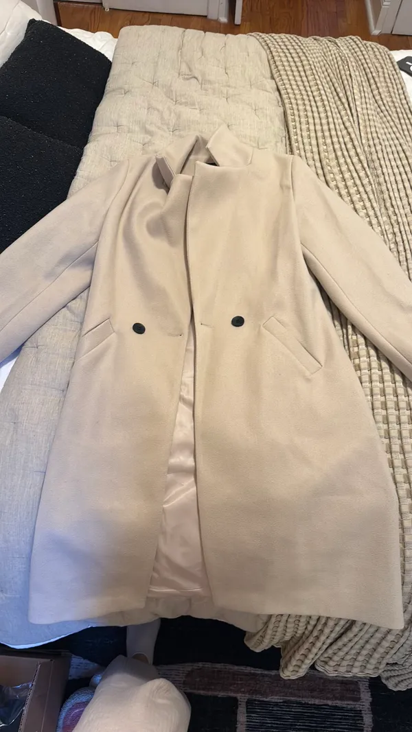 Ivory Wool Coat Tan - Image 2