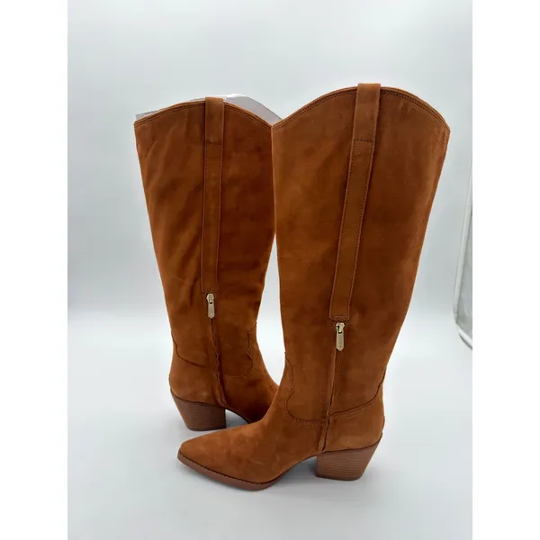 Sam Edelman Wyatt KneeHigh Frontier Brown Suede 8 WideCalf Cowgirl Western Boots - Image 4
