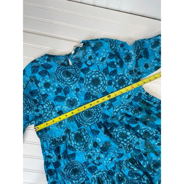 Zara Blue Floral Flounce Dress Tiered Mini Summer Resort Casual Short Size XS - Image 5