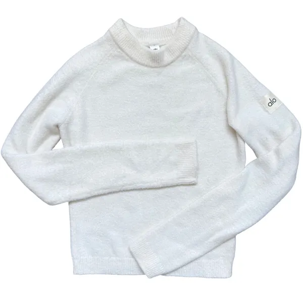 Alo Yoga Snuggle‎ Up Sweater M Cream Fuzzy Crewneck RARE Minimalist Soft Luxury - Image 2