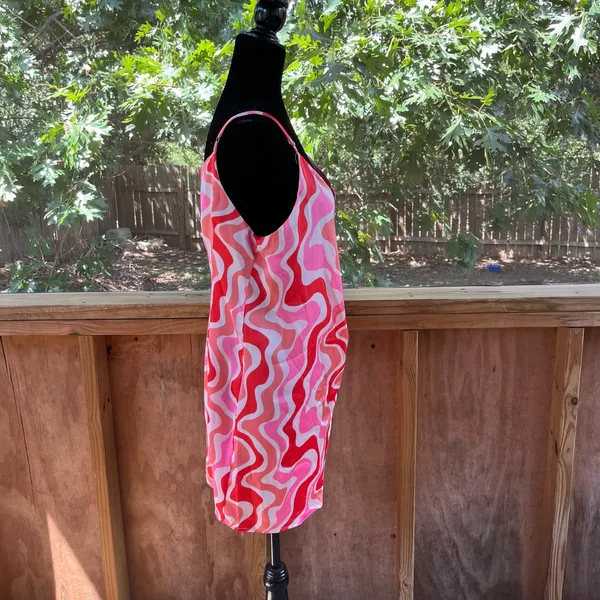 Dress Forum Los Angeles Women's Pink & Red Mini Wrap Dress Size L. NEW - Image 2