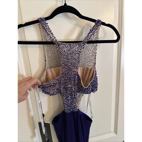 Sherri Hill Purple Beaded Side Cut Out Prom Dress Homecoming Size 00 NWT - Image 3