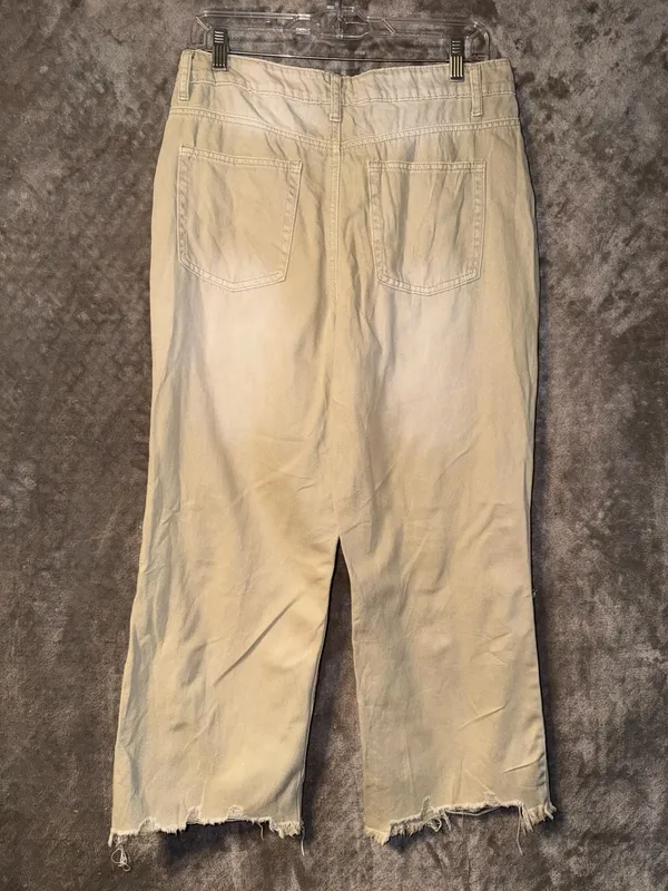 Zenana High Rise Distressed Straight Jeans Sand Beige - Image 9