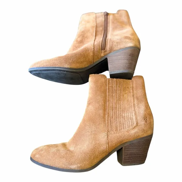 ✨Frye Sandra Chelsea Sz 9 Booties Leather Suede Cognac Cowgirl✨ - Image 8