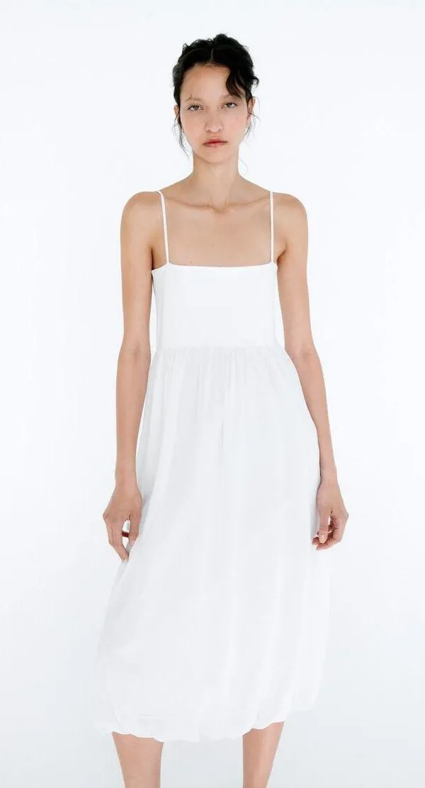 Zara NWT White Combination MIDI DRESS. Size Large. - Image 7
