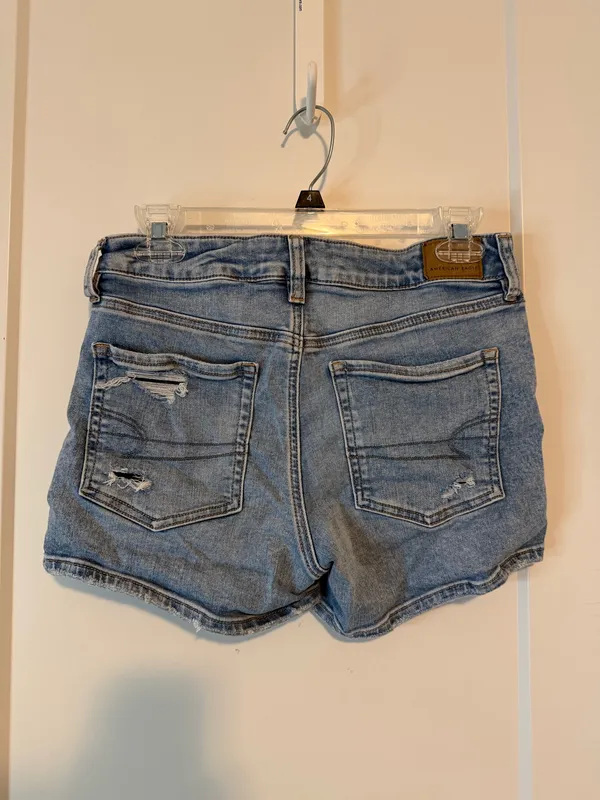 American Eagle Outfitters Light Blue Ripped Jean Shorts - Image 2