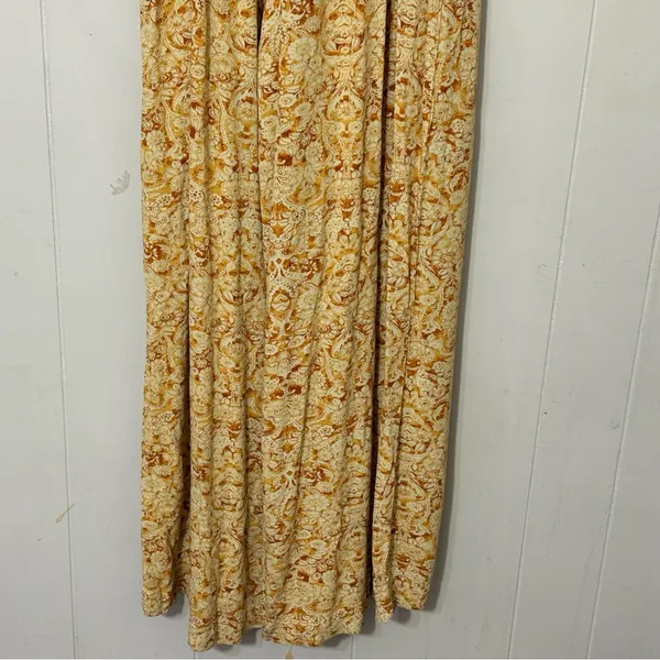 Free People Boho Maxi Dress M Yellow Paisley Smocked Tie Strap Flowy Festival - Image 8