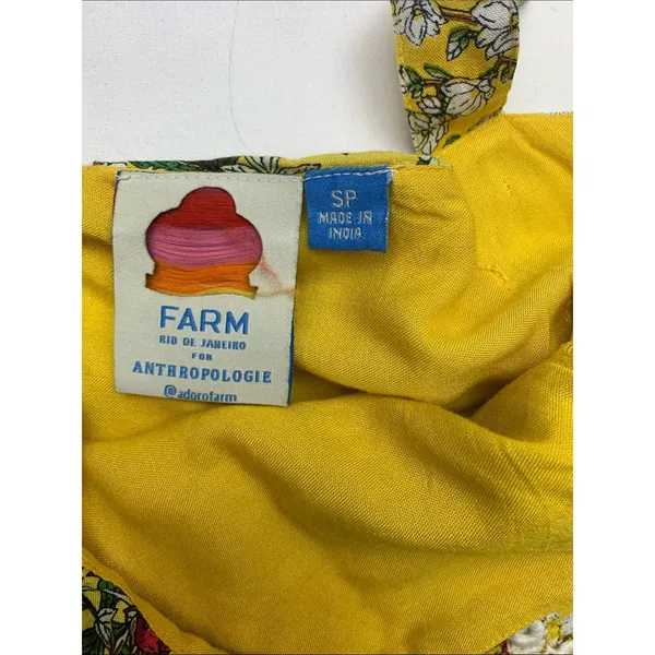 Farm Rio size small petite cantonal lace Yellow Floral Square-Neck Maxi Dress - Image 4