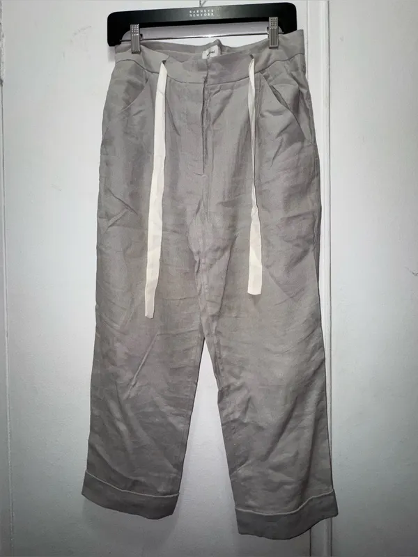 Aritzia Wilfred Size S Allant Gray Boat Pants Linen Blend Womens Ankle Crop - Image 2