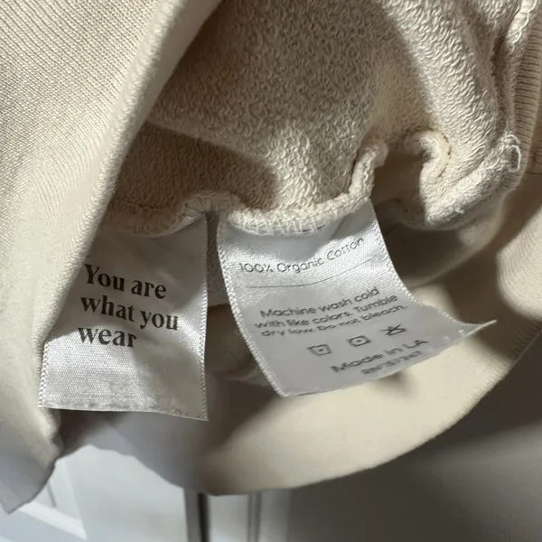 MATE the Label Organic Lightweight Terry Raglan Sweatshirt Bone Cream Womens‎ S - Image 4