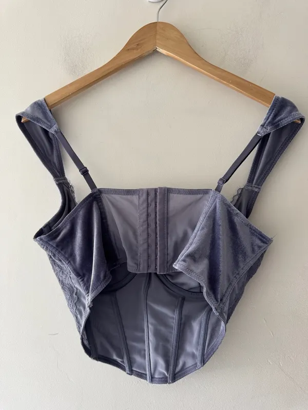 Garage Purple Velvet Corset Top Cap Sleeve‎ - Image 4