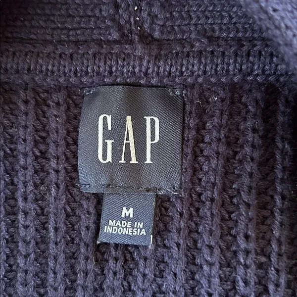 Gap shaker stitch Classic cotton navy white stripe nautical cardigan sweater M - Image 10