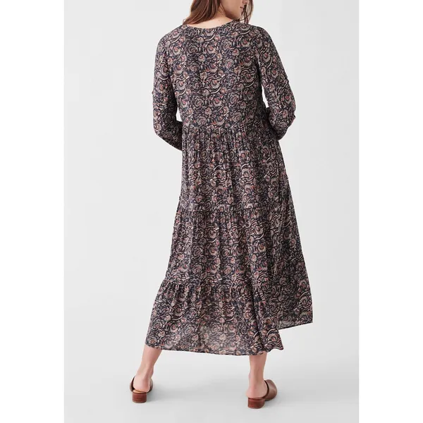 Faherty Isabella Dress Black Belmar Paisley Viscose Crepe Maxi WDH2104-BLB Small - Image 2